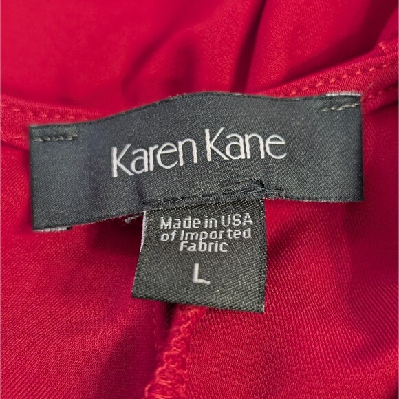 Karen Kane Women's Size LARGE Red Jersey Knit Swing Holiday Dress Made in USA - Picture 3 of 12